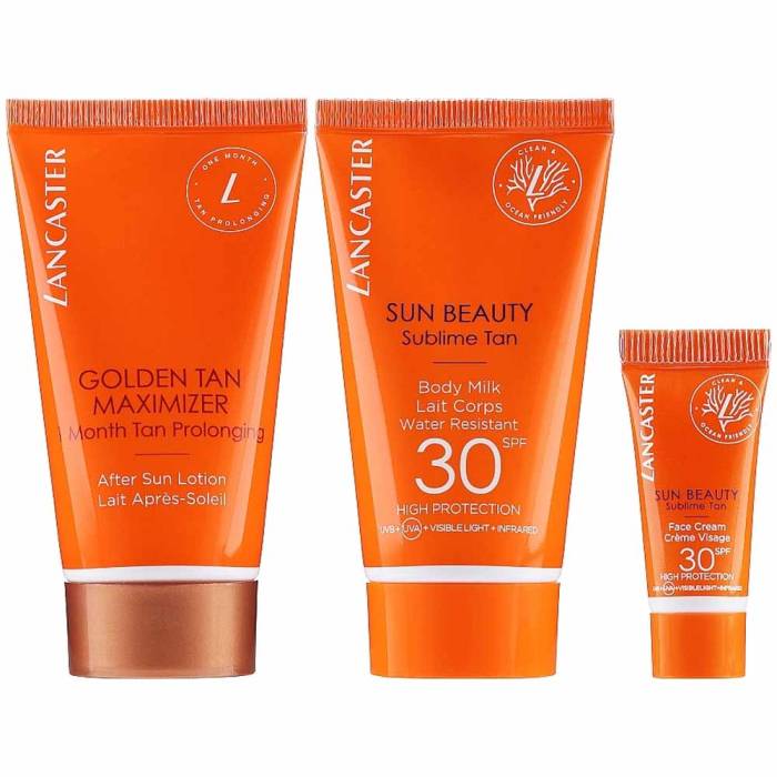 For Women Sun Beauty Sublime Tan Spf 30 Body Milk + Face Cream + Golden Tan Maximizer After Sun Lotion