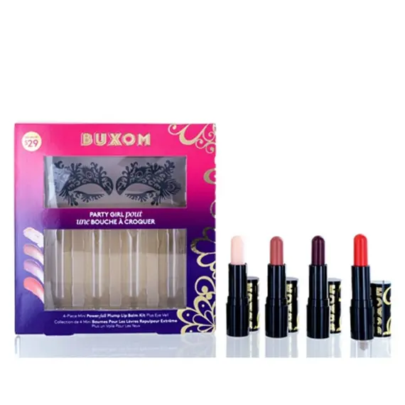 Party Girl Pout (Bigo + Glowing + Flushed + Fiery) Powerfull Plum Lipbalm + Eye Veil