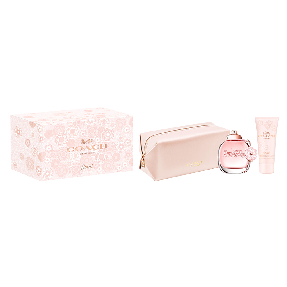 فلورال + لوشن للجسم + حقيبة صغيرة من Coach Eau de Parfum…