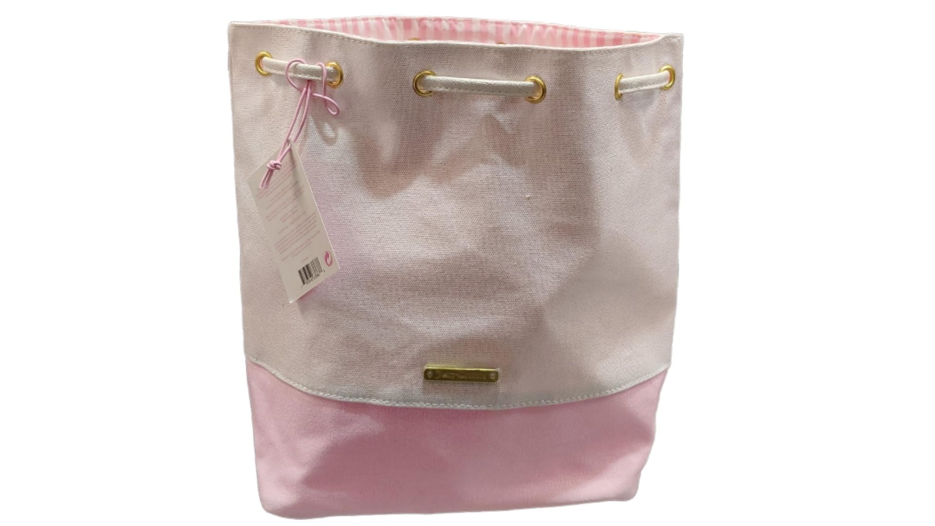 Pink & White Drawstring Bucket Backpack Bag by Juicy Cout…