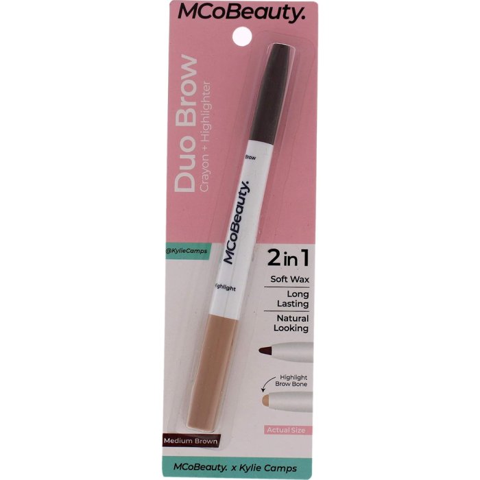 Duo Brow Crayon + Highlighter Medium Brown Eyebrow Pencil by
